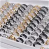 Pierścień Solitaire Fashion Proste gładkie pierścienie ze stali nierdzewnej Biżuteria dla kobiet mężczyzn Prezenty Prezenty Szerokość 28 mm mieszanka kolor hurtowy 1721 mm 50 dhjjg