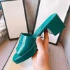 Sandals G square head jelly slippers new candy color heel women's casual wear thick soles T2302135