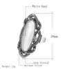 Anéis de casamento Bohemian Style Ring White Opal Big Crystal cinza prata oval para mulheres jóias vintage Edwi22