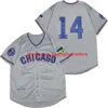 Anpassade basebolltröjor 14 Ernie Banks Vintage 1942 1957 1968 1969 1994 Hem Away Blue Cream Grey White Pullover Button