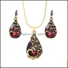 Oorbellen ketting pauw sieraden set strass African kralen kostuum water drop verloving bruiloft feest levering sets dhdh7