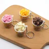 Key Rings Creative Simulation Popcorn Keychain Pendant Mini Food Play Student Par Girlfriends Friend Pendant Födelsedagspresent G230210