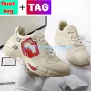 Con Box Designer Sneakers GGity Shoes Luxury Rhyton Sneaker guccie Scarpe casual Chunky Leather interlock Stampato Vintage Logo Designer Men Wome aK