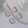 Hoop Earrings Simple Stainless Steel Rhinestone Square For Women Fashion Silver Color Ear Cuff Piercing Vintage Earring Gift