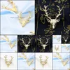 Spille Spille 1Pc Moda Golden Deer Antlers Sciarpa Magliette Spille da bavero Spille Para As Mheres Bijoux Drop Delivery Jewelry Dhs7E