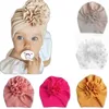 Chapéus bebê menina moda floral nó turbante 0-3y nascido infantil criança casual sólido boné macio algodão beanie crianças acessórios 218p