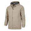 Men's Trench Coats Spring And Autumn Men's Hooded Jacket Casual Waterproof Windproof Solid Color Outdoor Mountaineering