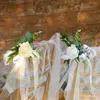 Decorative Flowers & Wreaths Chair Back Flower Outdoor Wedding Decoration Artificial With Chiffon Ribbons Festive Supplies Pography PropsDec