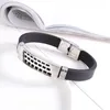 Bangle Casual siliconen roestvrijstalen stalen armband zwarte mannen leer gevlochten persoonlijkheid titanium juwelen