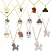 Pendentif Colliers Collier de chien de compagnie Dessin animé Dripping Chiot Tête d'animal pour femmes Filles Husky Teddy Akita Caniche Bijoux Cadeau