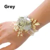 Decorative Flowers White Corsage Bridesmaid Sisters Hand Artificial Bride For Wedding Dancing Party Decor Bridal Prom 28 Option