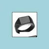 Bagues De Bande Simple Bague Carrée Noire Mariage Classique Bijoux De Fiançailles Drop Delivery Dhsqj