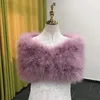 Scarves Women White Fur Wedding Shawl Winter Real Ostrich Feather Wraps Fluffy Party Cape Scarf
