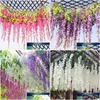 Couronnes de fleurs décoratives Pipifren 12 Pcs / Lot Glycine Artificielle Haute Qualité Décoration De La Maison Faux Feuilles Szzne Kwiaty Bloemen1 D Dhvb1