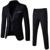 Mens Suits Blazers 3 peças Black elegante Leitspants Marca Slim Fit Button Button Fester Formal Business Suit Terno Terno de casamento para homens 230213