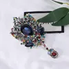 Broches créatives en alliage fin rétro en verre strass, pendentif atmosphérique, accessoires pour vêtements pour femmes