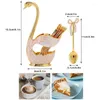 Plates 7pcs Elegant Swan Shape Fruit Base Fork Set Metal Salad Dessert Coffee Rack Tableware Drop