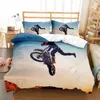 Conjuntos de cama Conjunto de bicicletas de terra 3D Capa de edredão de piloto de motocross para crianças de menino de menino design de motocicleta Single King Double 2/3pcs Suit