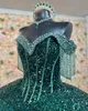 Emerald Dark Green Quinceanera Sukienka 2023 Puffy Sweet 16 Suknia balowa koralika wina Vestidos de 15 Anos koronkowy gorset