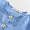 Kort kjoldräkt Summerkläder set Plaid Shortsleeved Shirt TopFivePoint Culottes PCS Baby Kids Clothes Girls Girls