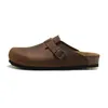 Sandaler Boston CLOG Män Kvinnor Designer tofflor Läder Bag Head Pull Cork Flats Mules Woody Loafers For Slipper Brown Black Slide Sliders Motion Design 658ESS