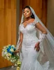 2023 Vintage Mermaid Bride Long Sleeve Pearl Theresa Wedding Dresses African plus Size Bridal Gowns BC15031 GW0213