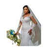 2023 عتيقة حورية البحر العروس طويلة الأكمام لؤلؤة تيريزا فساتين الزفاف الأفريقية بالإضافة إلى العباءات الزفاف الحجم BC15031 GW0213
