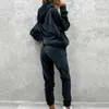 Women's Two Piece Pants 2 Pcs/Set Spring Hoodie Sweatpants Suit Pocket Women Winter Tracksuit Mid Waist