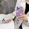 3D Spring Flower Bling Glitter Cases For Iphone 15 14 Pro Max 13 12 11 XR XS X 8 7 6 Plus Fashion Foil Soft TPU Confetti Sequin Drop Glue Star Starry Phone Cover Back Skins