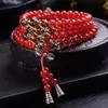 Strand Beaded Strands Wholesale Red Chalcedony Crystal Bracelets 108 Buddha Beads Hand String Necklace For Women Girl Original Design