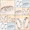 Couple Rings 2Pcs Love Sets Zircon Ring Fashion Sier Jewelry Romantic Lover Set Drop Delivery Dhnpu