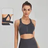 Yoga-outfit Women Fitness Bra Crop bovenkant Zipper strakke Sport Plus Maat verstelbare riem Gym Versterkte anti-riem borstkussen