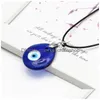 Sleutelringen 10 -stcs/lot Vintage Sier Turkse traanblauw glas Evil Eye Charm Keychain Gifts Fit Chains Accessoires Sieraden 553 Z2 Dro Dhyto