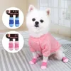 Hundkläder 4st/set Autumn Winter Pet Socks Julår Anti-halk stickade för små hundskor Söta valpkattillbehör