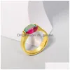 Anello solitario 20 Pz / lotto Diamante color acciaio inossidabile all'ingrosso per le donne Moda gioielli squisiti Anelli Regalo festa di compleanno Dhwmh