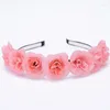 Decorative Flowers 7 Colors Fashion Bohemia Style Rose Flower Headbands Girl Floral Crown Hairband Wedding Hair Garland Bridal