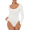 Intimo modellante da donna Body attillato a maniche lunghe di base da donna T-shirt con scollo quadrato Tinta unita Body aderente Tutina attillata aderente