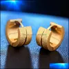 Hoop Huggie Channel Earrings Mens 여성을위한 스테인리스 스틸 스터드 수정 다이아몬드 스털링 Serling Sier 14K 로즈 골드 드롭 배달 DHE9Y