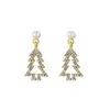 Dangle Earrings Christmas Rhinestone Winter Fashion Metal Pearl Tree Sweater Coat Matching Girl Gifts For Friend