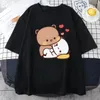 Dames t shirts panda beer bubu dudu shirt paar tops love you schattige print zomer korte mouwen o-neck katoen casual Harajuku vrouw tees