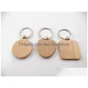 Key Rings Natural Wooden Ring A Variety Of Shapes Round Square Heart Chain Ctrative Anti Lost Wood Keychain 320 N2 Drop Delivery Jewe Dhhek