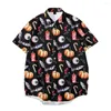 Men's Casual Shirts Halloween Adult Print T-Shirt Short Sleeve Daily Tshirt Oversize XXS-XL Men Cartoon Clothes Top Loose Thin Beach Shirt