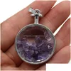 Charms Natural Stone hanger Amethisters kristal voor sieraden maken doe -het -zelf vrouwen ketting reiki genezing cadeau drop levering 202 dh9j7