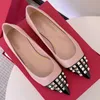 Spring and autumn shoes rivet tip charm embellishment walking cowhide casual shoes women's shoes leather casual flat shoes women's motor vehicles luxury designer