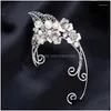 Orecchini con retro a vite con chiusura a clip Polsini con orecchio elfo avvolgente con foglie e clip di fiori Manica ad ala senza perforazione Earcuff da sposa Dhkci