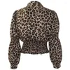 Women's Blouses 2023 Spring Summer Women's Tunic V Neck Leopard Printed Lantern Tops For Ladies Casual Thin Sexy Short Fashion