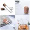 Transparent Glass Tea Strainers Tube Shaped Teas Infuser With Wooden Cork Herbal Spice Strainers Heat-resisting Tea Infuser Tool Coladores De Te En Forma De Tubo