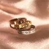 Band Rings YUN RUO Fashion Zircon Roman Number Couple Ring Rose Gold Color Woman Gift Titanium Steel Jewelry Not Change Color Drop Shipping G230213