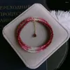 Chaînes un ensemble rouge rubis rond à facettes 3-4mm collier bracelet 40cm 16cm perles en gros FPPJ