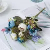 Decorative Flowers Artificial Tea Roses Bridal Bouquet Vases For Home Decoration Accessories Pots Wedding Fake Plants